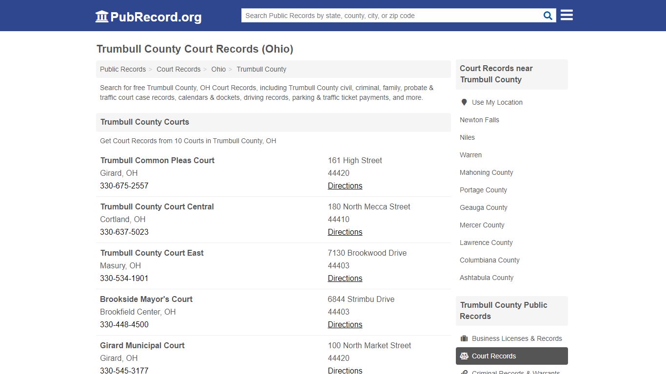 Free Trumbull County Court Records (Ohio Court Records)